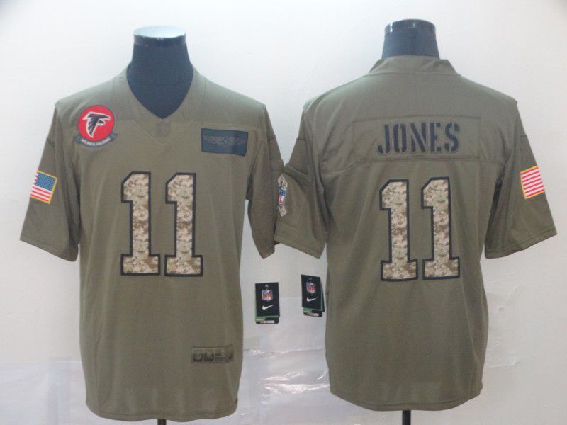 Men Atlanta Falcons #11 Jones Nike 2019 Olive Camo Salute to Service Limited NFL Jerseys